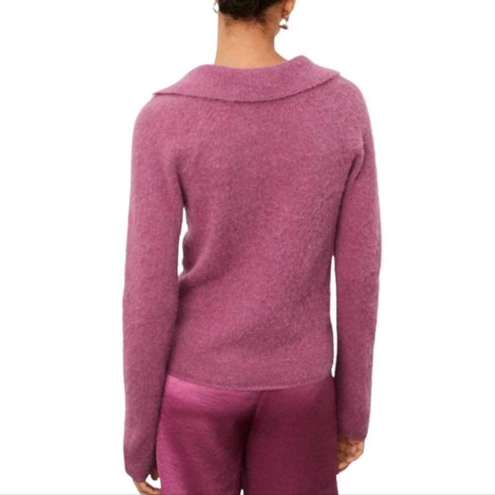 Vince. Brushed Alpaca Blend Vneck Polo Sweater - Picture 2 of 10